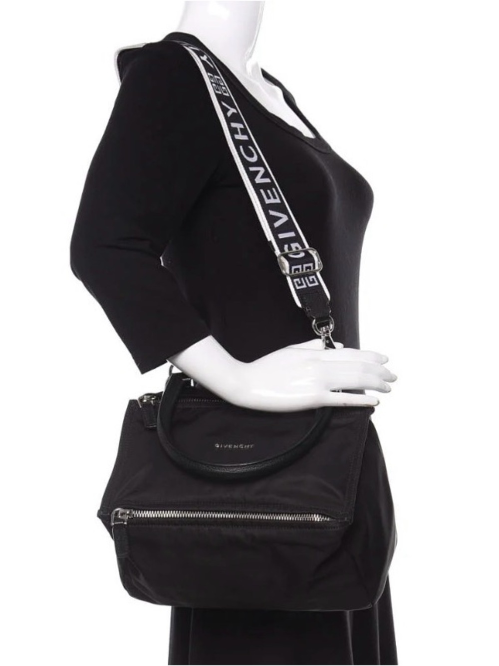 Givenchy Pandora Nylon Logo Strap Medium Bag with Shoulder / Crossbody Strap